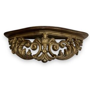 vintage hollywood regency syroco gilted gold mounted wall shelf bracket